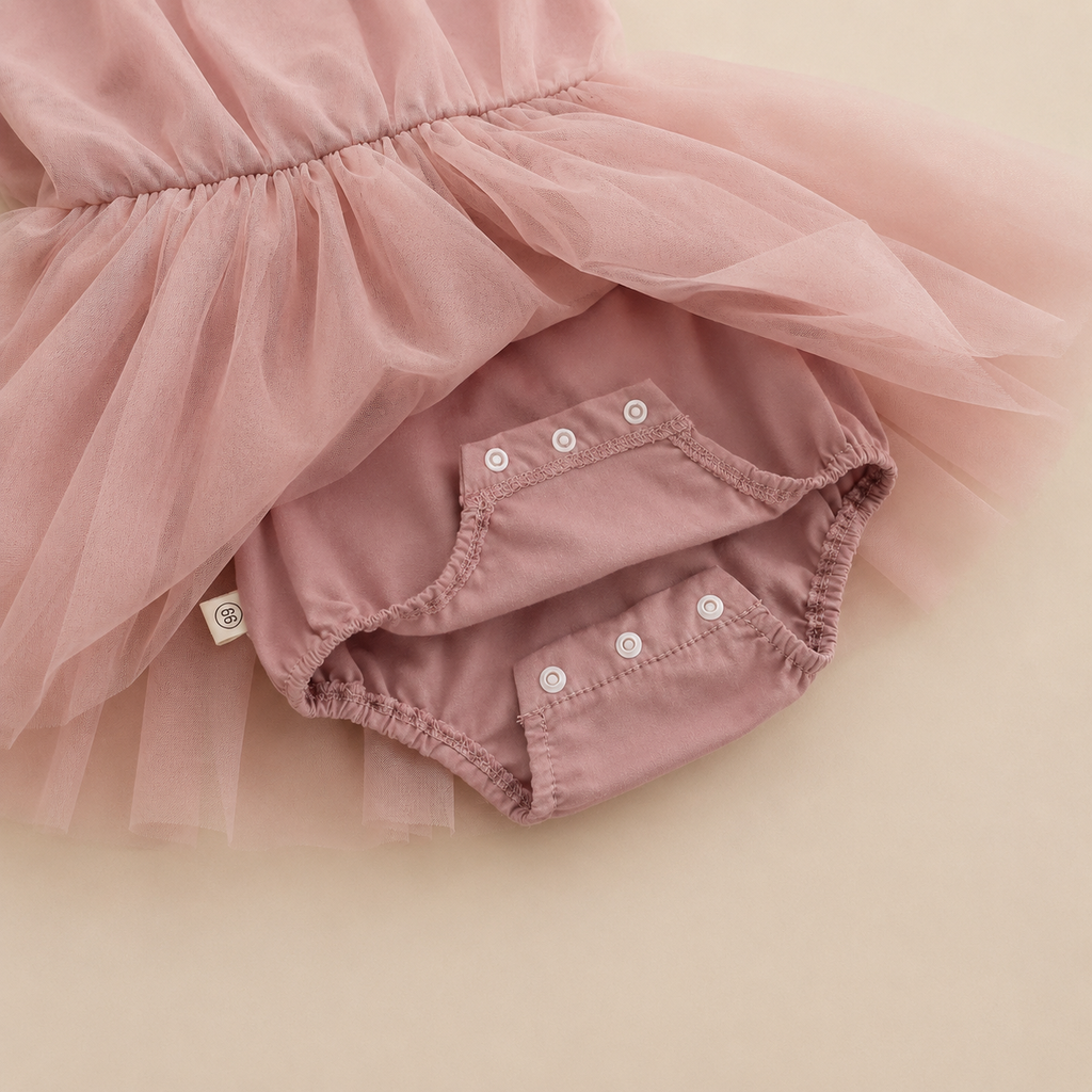 Barboteuse bébé fille blanche tulle épaules à nœuds cérémonie