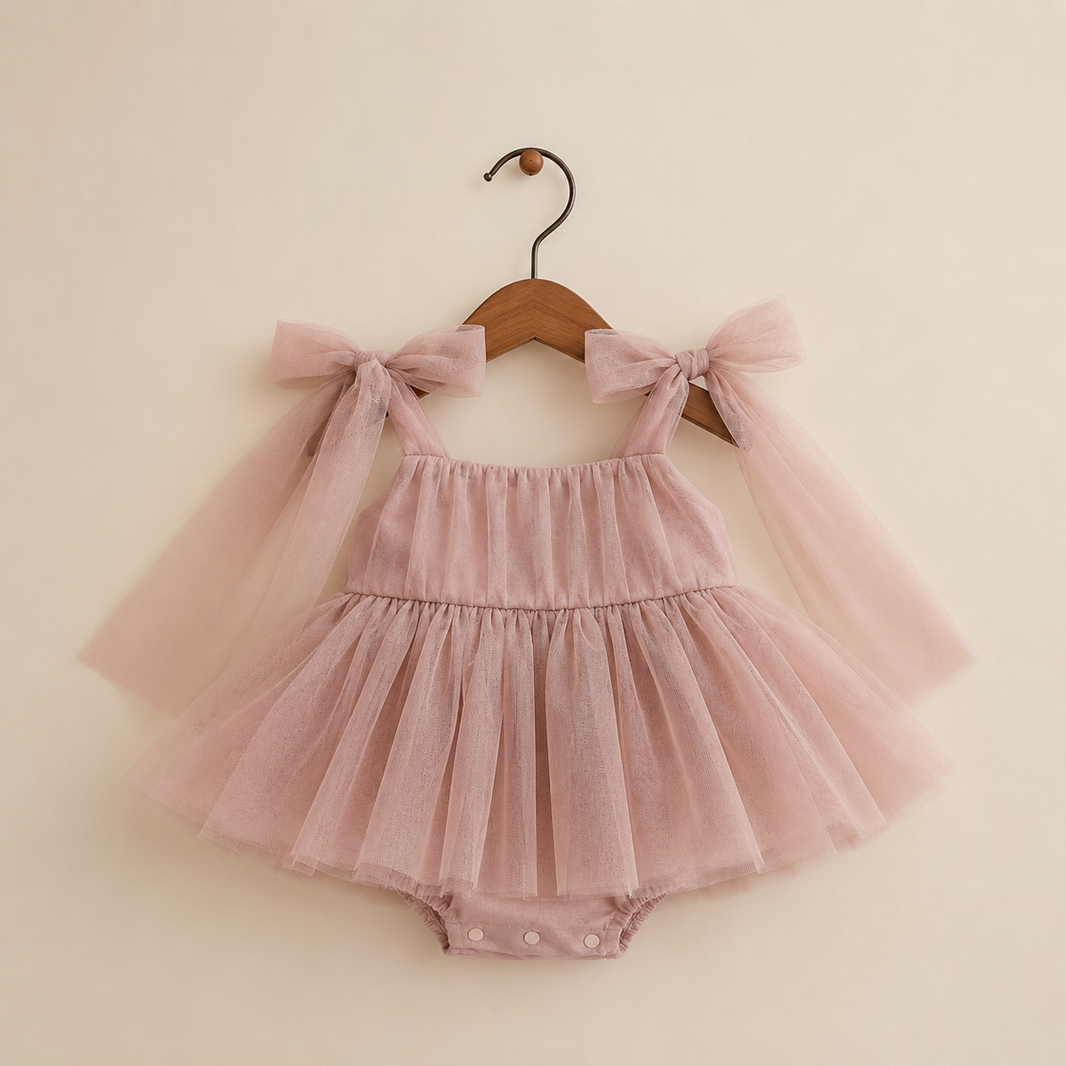 Barboteuse bébé fille blanche tulle épaules à nœuds cérémonie