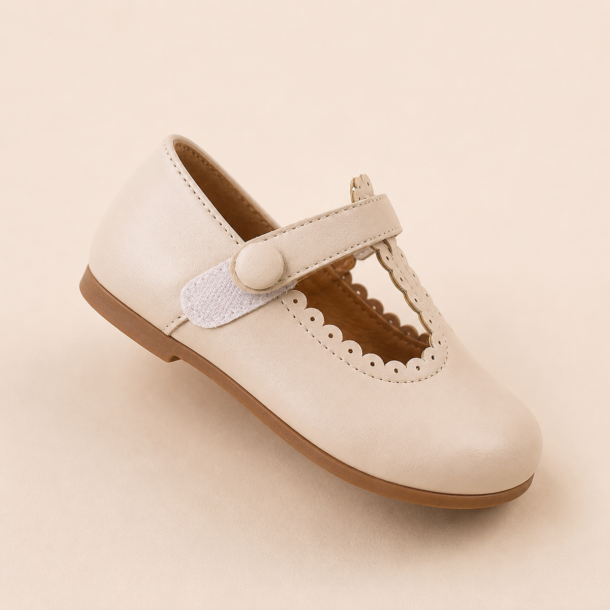 Ballerine fille simili cuir bride scratch festons cérémonie