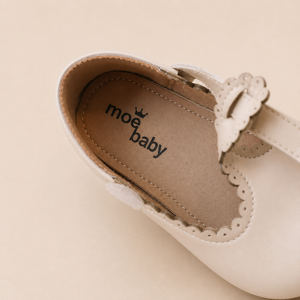 Ballerine fille simili cuir bride scratch festons cérémonie