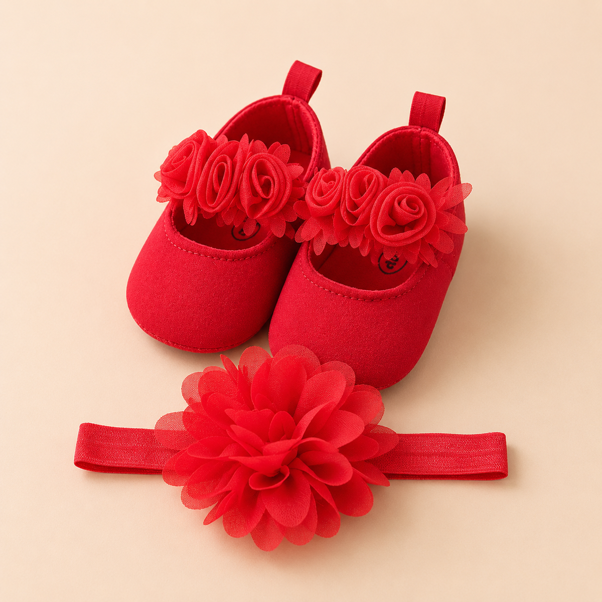 Chaussons bébé fille fleurs et bandeau fleuri – Ensemble cérémonie