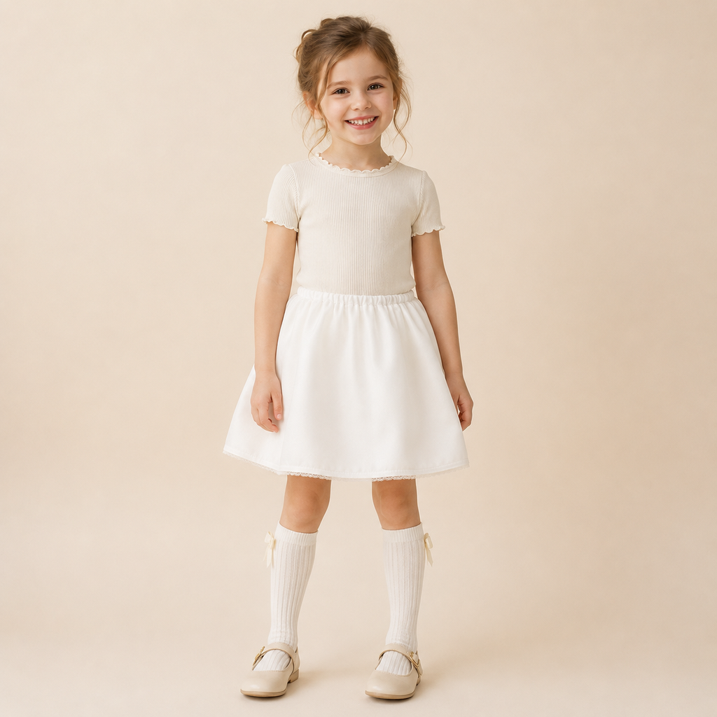 Jupon blanc fillette ajustable taille unique cérémonie 43-45 cm