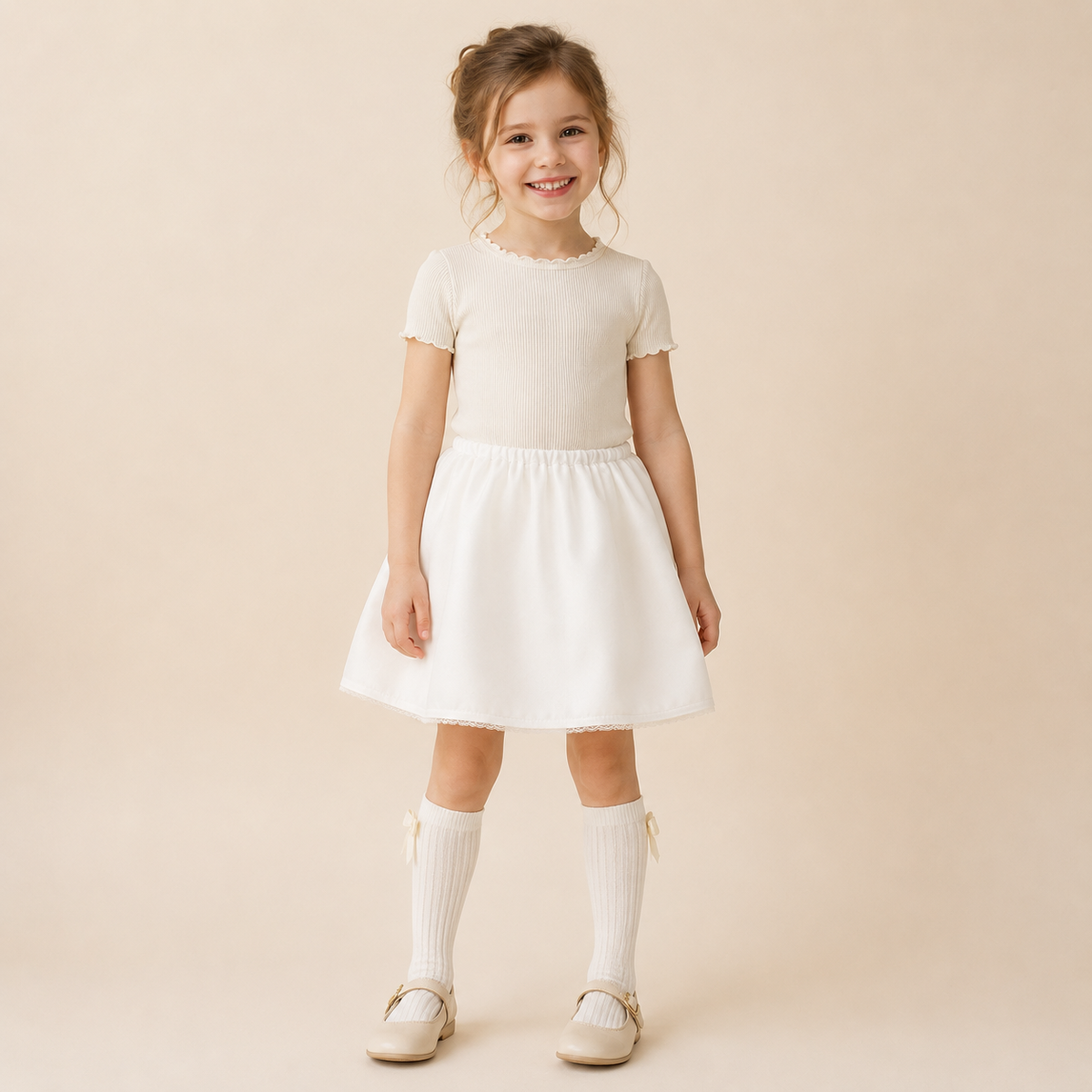 Jupon blanc fillette ajustable taille unique cérémonie 43-45 cm