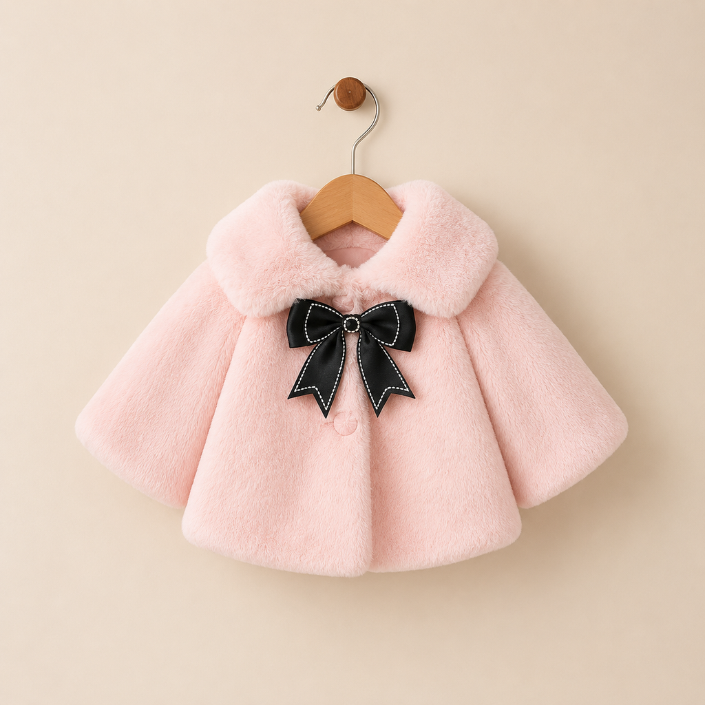 Boléro cérémonie fille fourrure synthétique nœud satiné 4 coloris