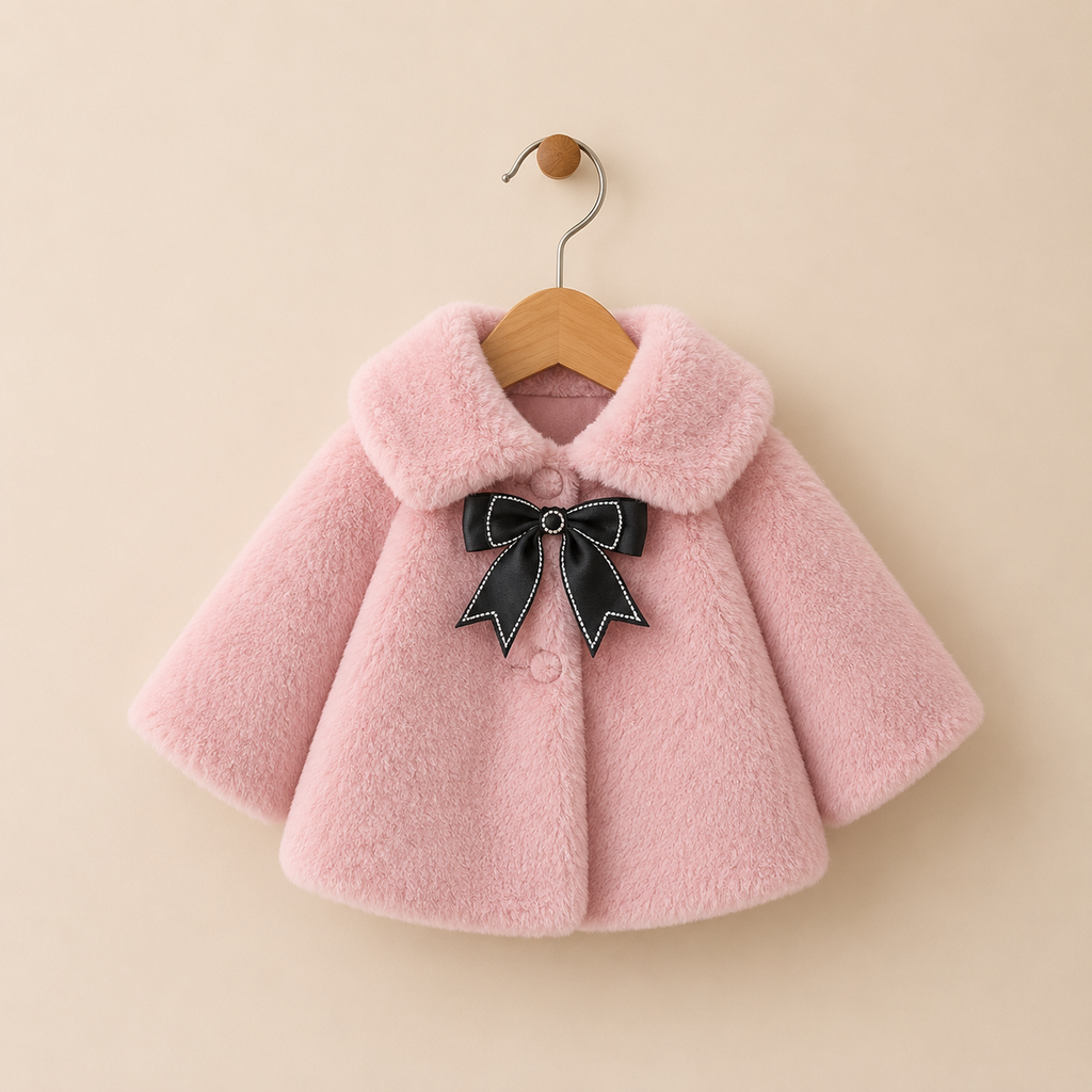 Boléro cérémonie fille fourrure synthétique nœud satiné 4 coloris