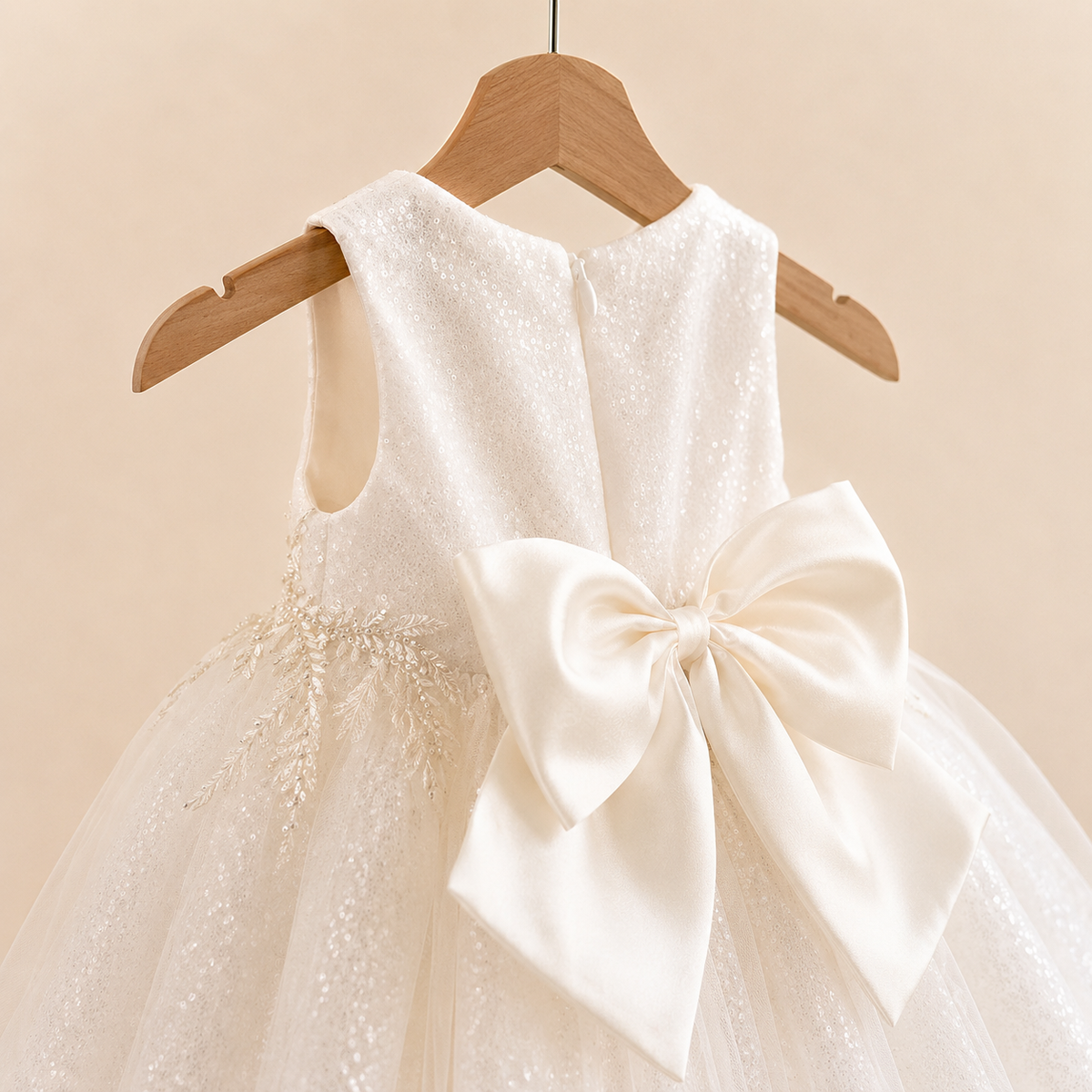 Robe de cérémonie fille ivoire sequins demoiselle d'honneur mariage