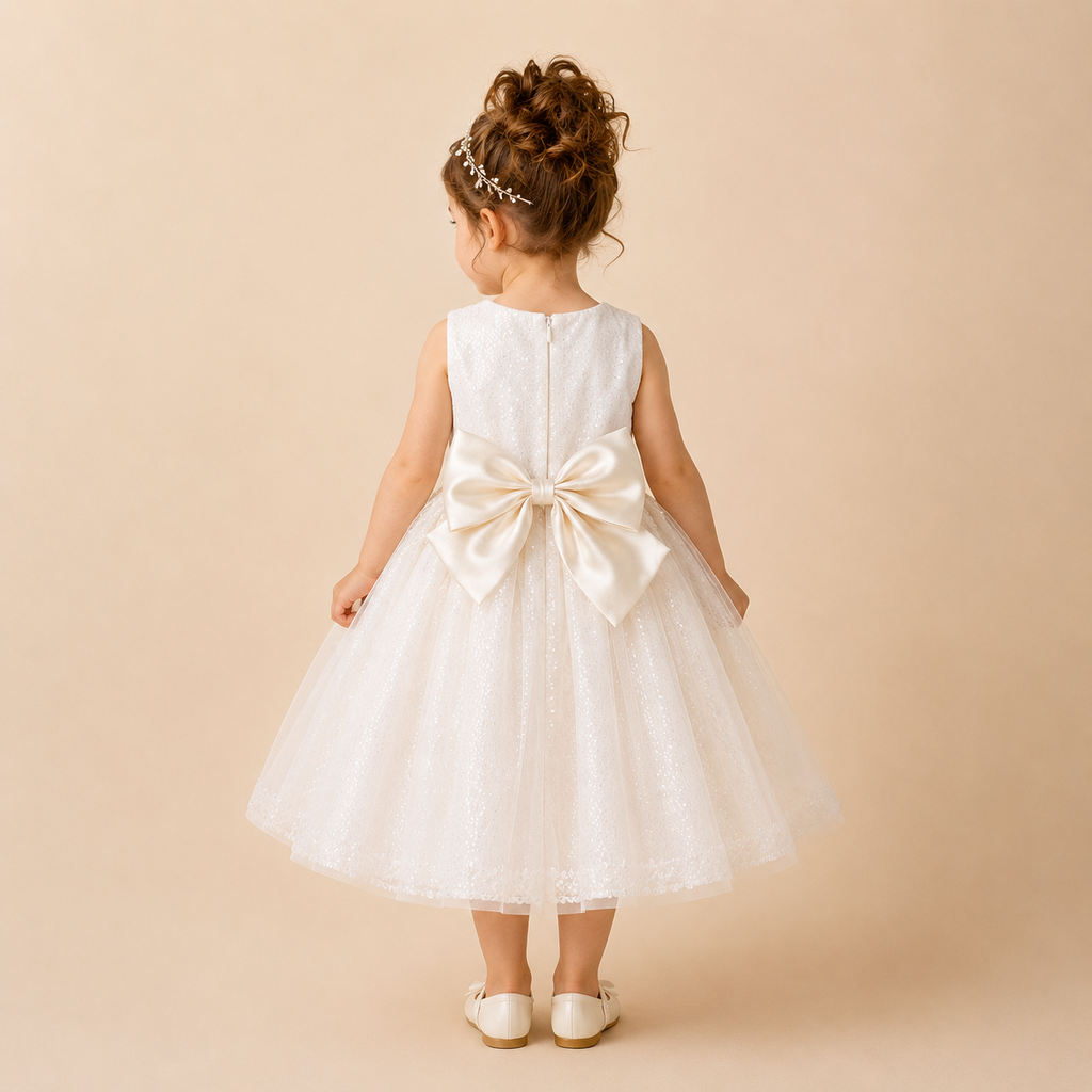 Robe de cérémonie fille ivoire sequins demoiselle d'honneur mariage