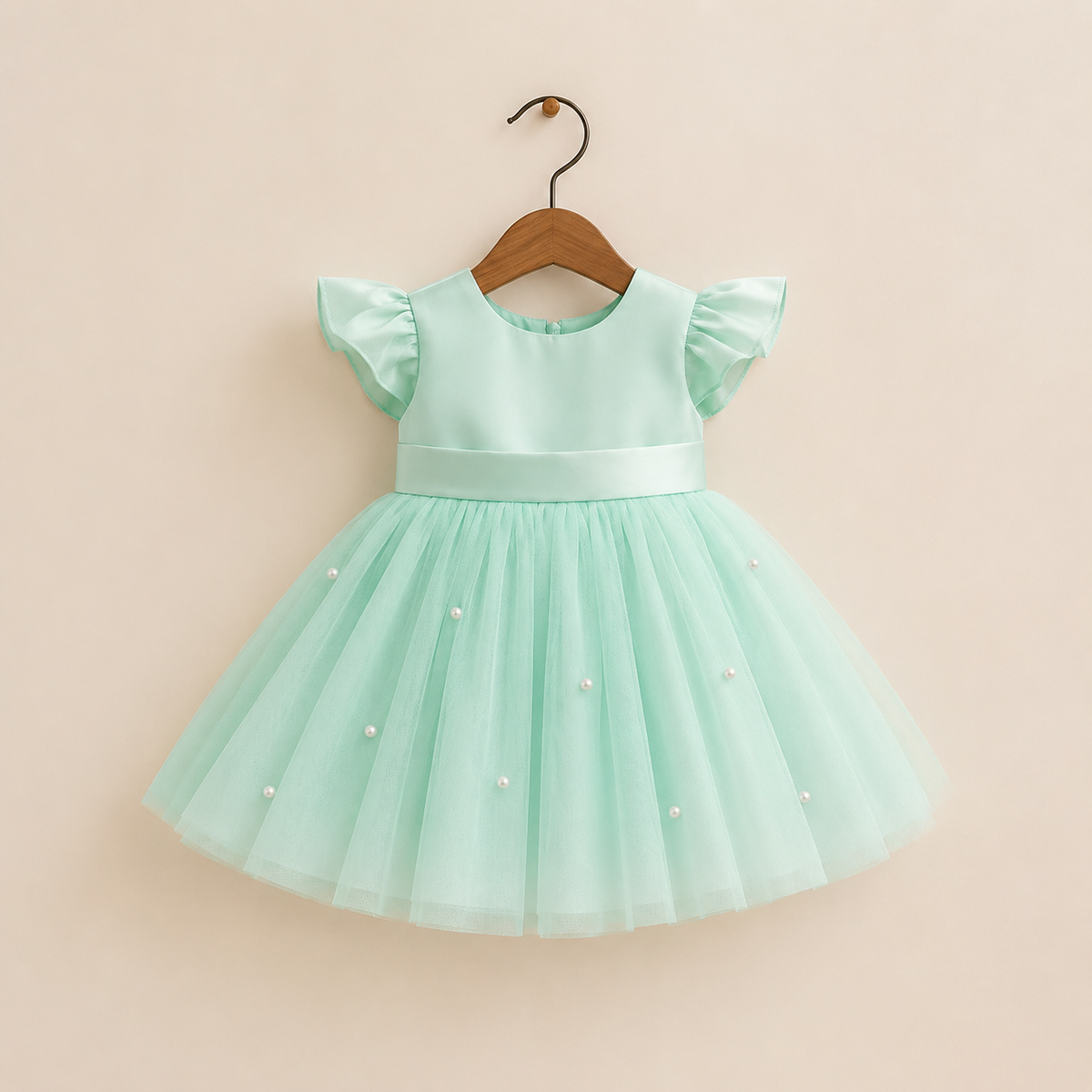 Robe cérémonie fille vert menthe nœud dos volumineux jupe longue