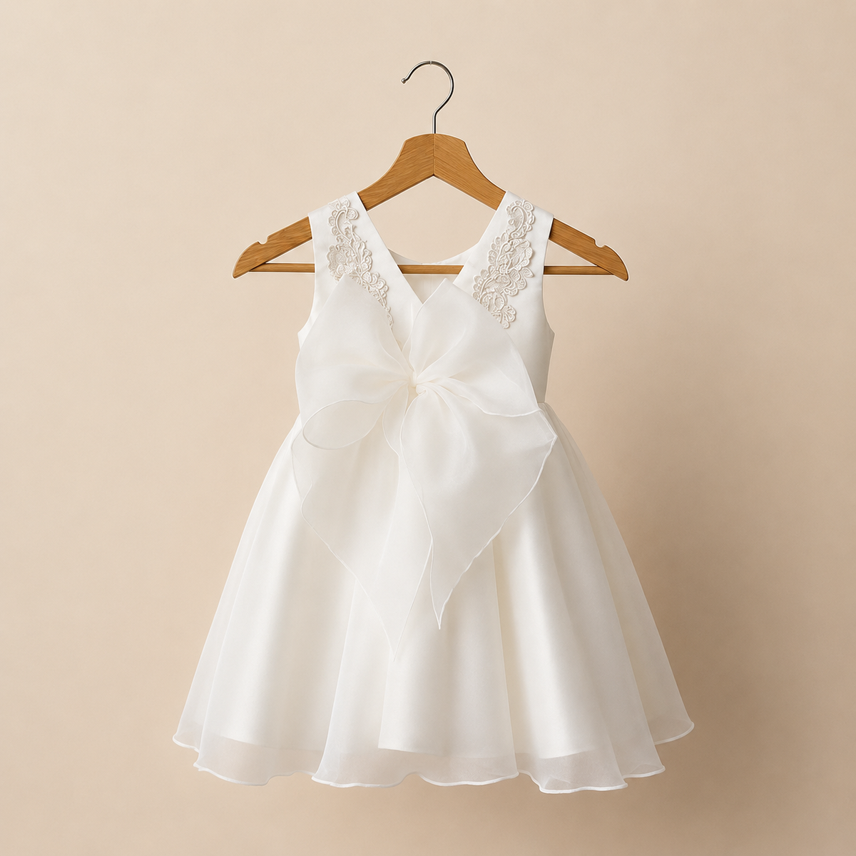 Robe bébé blanche broderies florales bustier satiné mariage baptême